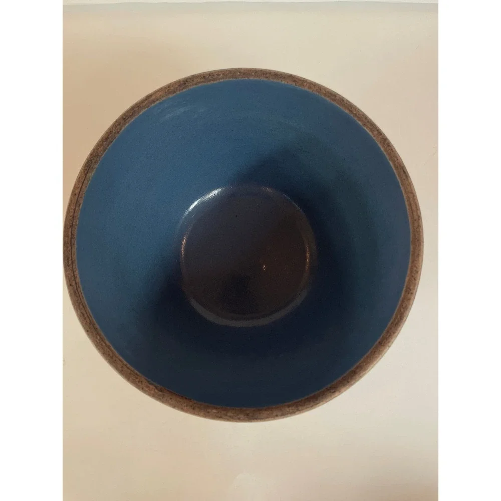 Ruckel's Vintage Blue‎ Stoneware Mixing Bowl Embossed Picket Fences Cobalt 9